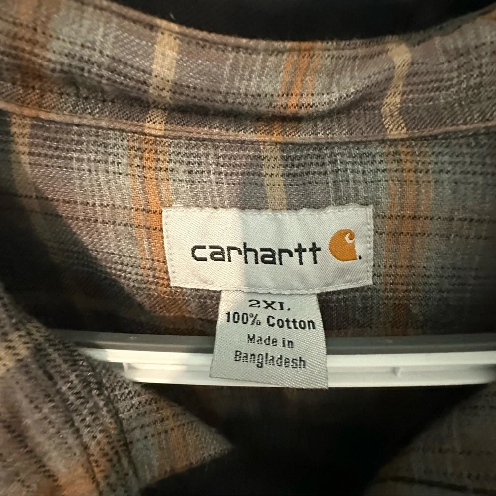 Carhartt Black Snap-Front Flannel‎ Lined Canvas Shirt Jacket Shacket XXL Tall